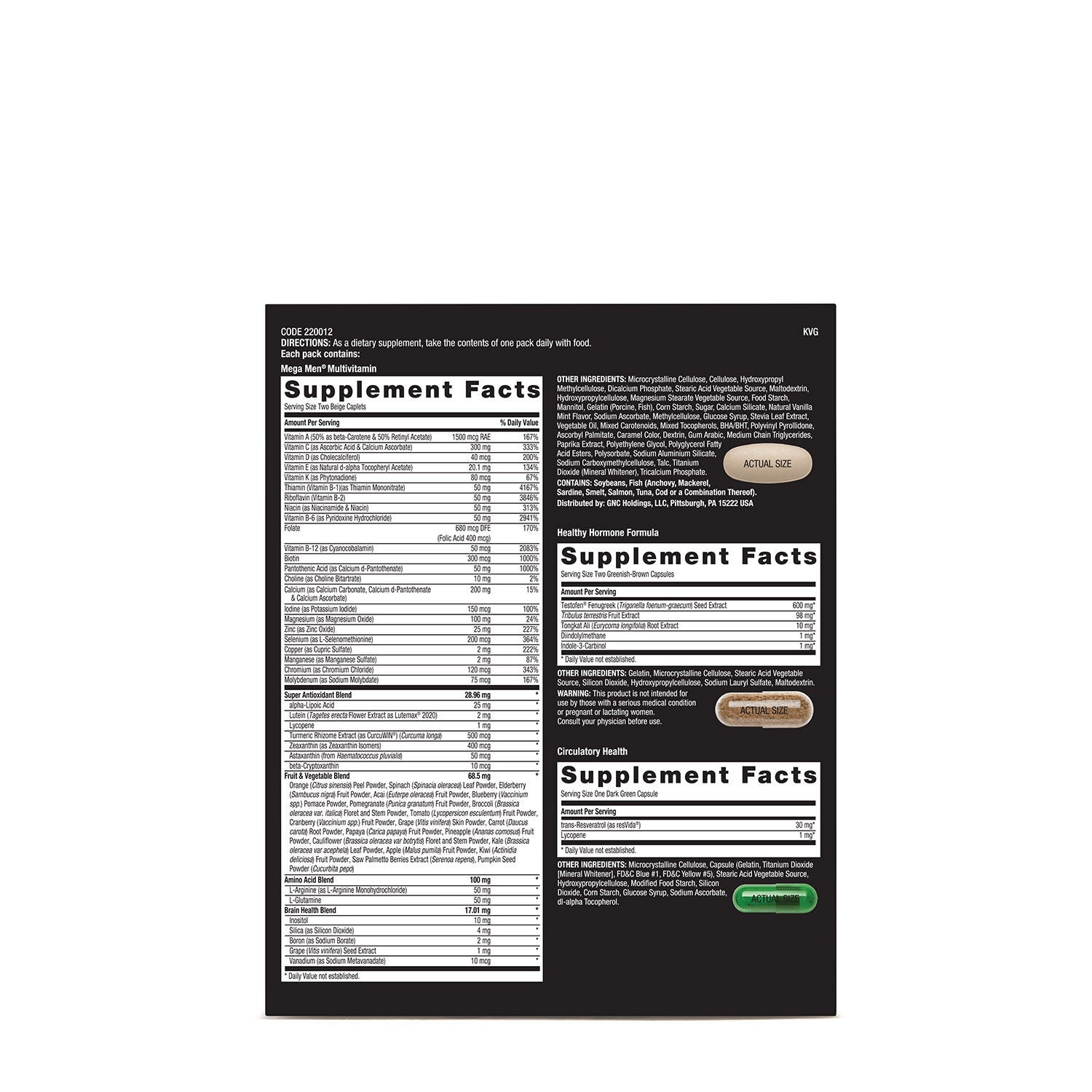 220012 GNC Mega Men® Buy GNC Mega Men Healthy Testosterone Vitapak, a